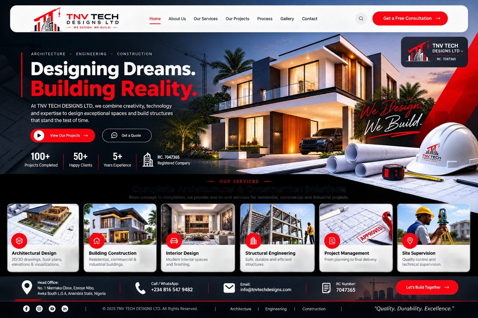 TNV TECH DESIGNS LTD responsive website presentation