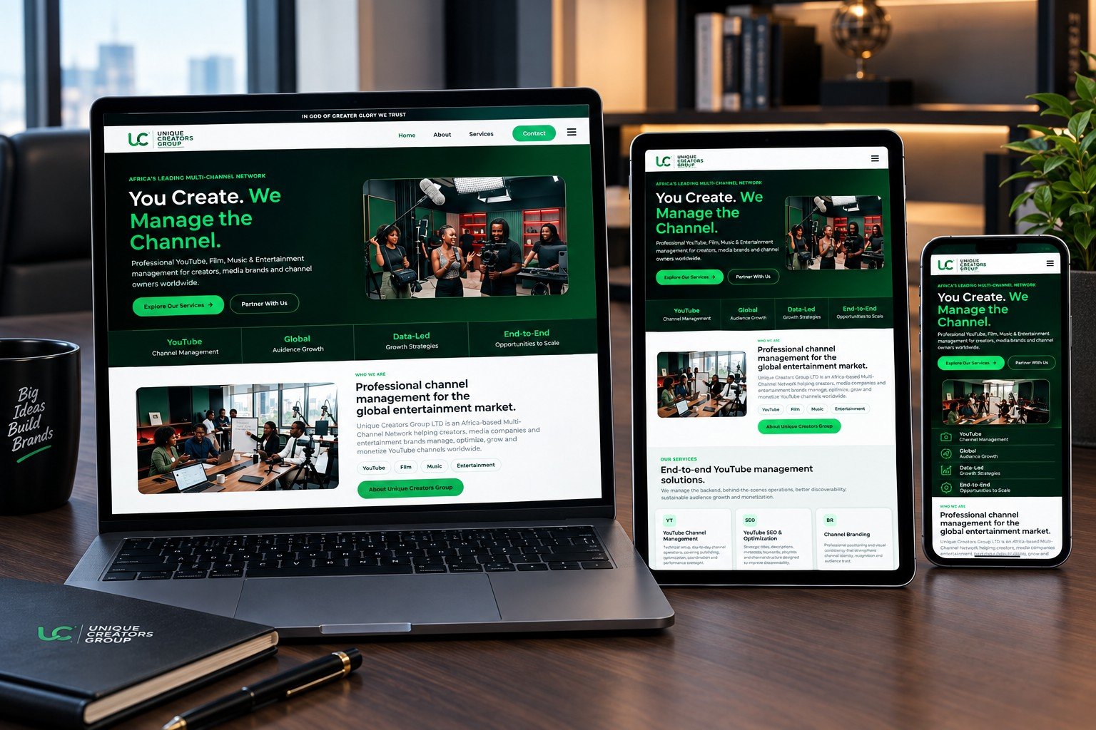 Unique Creators Group responsive website presentation